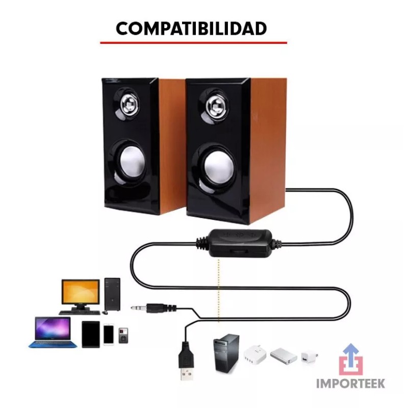 Importeek Bocinas Computadora Pc Laptop Alambricas Multimedia Stereo