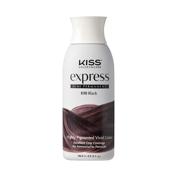 Kiss Express Semi-Permanent Hair Color 100mL (3.5 US fl.oz) (1 Count, Black)