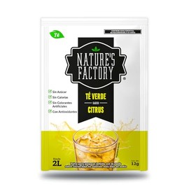 Nature's Factory Té Verde en Polvo Sabor Citrus, Bajo en Calorías, 10 piezas de 12 gramos