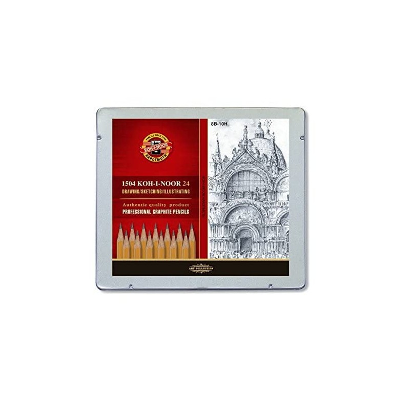 KOH-I-NOOR 8B-10H Graphite Pencil in Tin (Pack of 24)