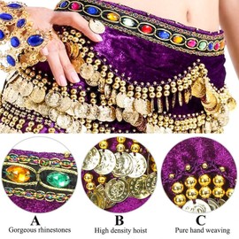 Aatpuss Belly Dance Costume Hip Scarf, Belly Dance Hip Scarf, Belly Dance Hip Scarf for Women, Belly Dance Belt Belt, Stage Performance, Birthday Performance, Party Performance, dark purple