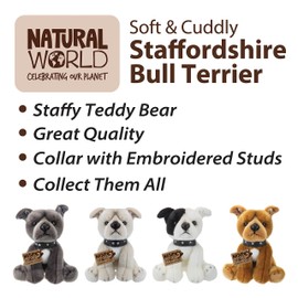 VFM - Staffordshire Soft Toy Grey Staffy, Staffordshire Bull Terrier Dog Premium 30cm Soft Toy - Super Fluffy Luxury Lifelike Stuffed Animal Teddy - Natural World Collection