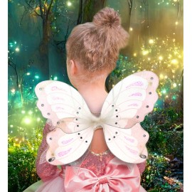 Mozlly White Butterfly Wings Princess Glitter Pixie Fairy Wings For Girls - 14"