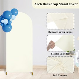 U+U 6FT Wedding Arch Cover Spandex Arch Backdrop Cover for Birthday Party Ceremony Banquet Decoration (Ivory, 6FT)