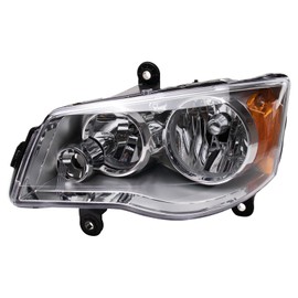 TRQ TRQ Driver Side Headlight Assembly Halogen Compatible with 2008-2016 Chrysler Town & Country 2011-2020 Dodge Grand Caravan CH2502192