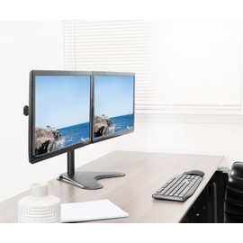 VIVO Dual 13 to 30 inch Monitor Free-Standing Mount, Fully Adjustable Desk Stand, Holds 2 Flat or Curved Display Screens, STAND-V102F