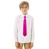 Barry.Wang Hot Pink Boys Tie School Pre-Tied Kid Necktie Handkerchief