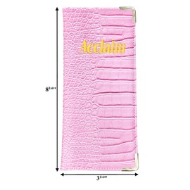 Acclaim Rigid Lawn Bowls Bowling Scorecard Holder Lightly Padded Synthetic Texture Effect 23 cm x 10 cm with Spring Clip & Pen Loop (Pastel Pink)