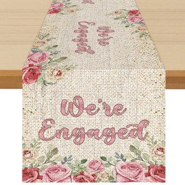 Belrew We're Engaged Table Runner, Bridal Showe Table Runner, Bride to Be Table Cloth, Wedding Party Table Decorations