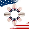 24Pcs 4th of July Press on Nails Blue French Tips