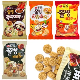 COELO JJOLBYEONG SNACK 4 Packs - Crushing Ramen Noodle Snack for School, Office, Kid, Adult/Hot, Chapagetti, Anseongtangmyeon, Grilled BBQ, 4 Flavors K-Food Variety Pack