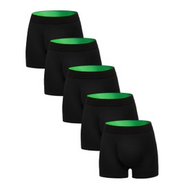 TIICHOO Mens Incontinence Underwear Washable with Absorbency Fly Front Leak Proof Boxer Briefs Pack of 5(XL,5 Black)