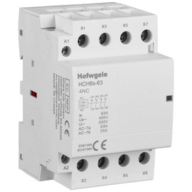 Hofwgele HCH8s-63 4NC AC contactor 4 Pole 63A Four Normally Closed (NC) 110V/120V Coil Voltage 35mm DIN Rail Mount
