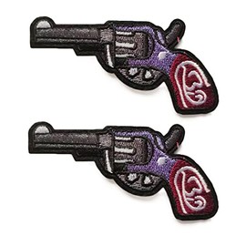 Heiorpai 2Pcs Cowboy Six-Wheeled Pistol Gun Patch Embroidered Cool Iron On or Sew On Patches