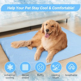 Cooling Blanket for Dogs, Dog Blankets for Large Dogs, Q-MAX > 0.5 Cold Washable Dog Blanket, Soft Durable Self Cooling Cat Mat for Hot Weather, Blue 40x50