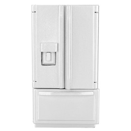 1: 12 Mini Birch Wooden Double Door Double Deck Simulation Refrigerator Model for DoorhouseSilver