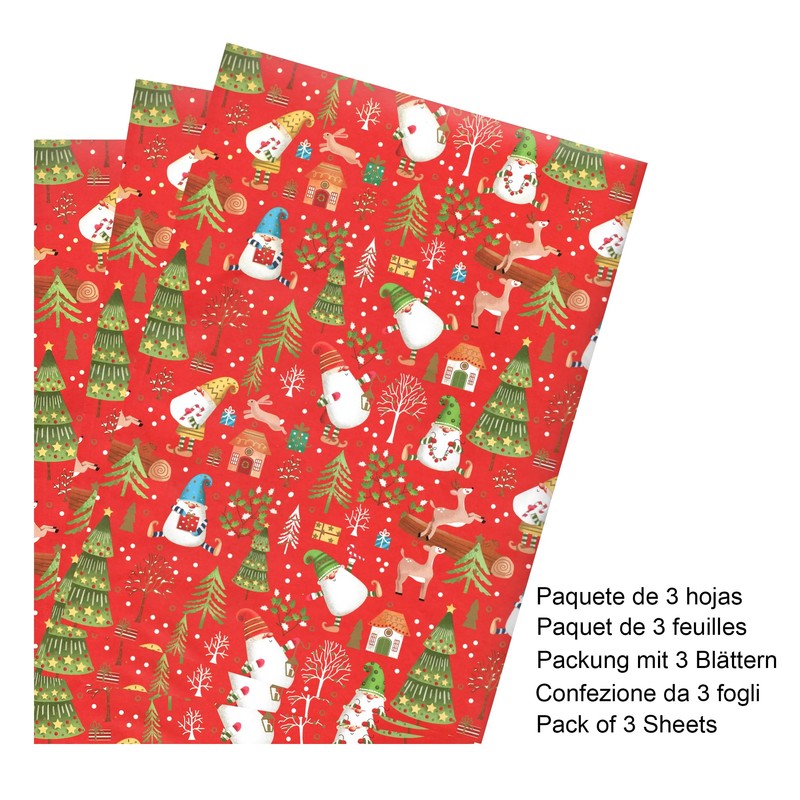 ARKRAFT 18-9363 Wrapping Paper 3 Sheets Format 90 x 65