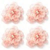 Pink Organza Flowers 4pcs 3D Shape Flower Sew On Fabric
