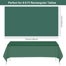 LONGDENEKHALIQ 3 Pcs Green Disposable Rectangle Tablecloths - 137x274cm Plastic Table Covers for Party, Picnic, Wedding, Birthday, and Christmas Decorations