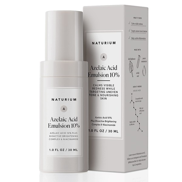 Naturium Azelaic Acid Emulsion 10% Plus Bioactive Brightening Complex & Niacinamide, Aging Skin Treatment, 1 oz