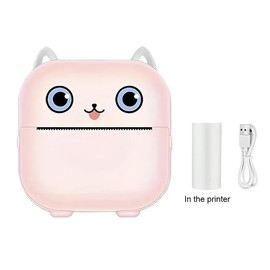 Portable Mini Printer, Portable Photo Printer with Print Paper, Bluetooth-compatible Label Printer for Ios & Android, Office Accessories, Wireless Thermal Printer with Sticky Labels, Thermal Label Maker:_Baby Pink_one-size