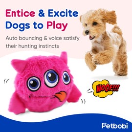 Petbobi Interactive Dog Toys Monster Active Ball for Dogs with Battery Operated, Include Self Moving Balls and Chewable Plush Cover for Small and Medium Dogs to Chase, Pink Bobby