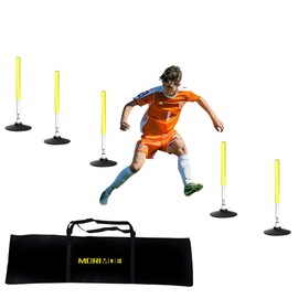 Morimoe Agility Poles with Soft Foam Cover - Weighted Rubber Base & Rebound Tumbler Design for Soccer/Basketball Training | Includes Carry Bag for Indoor/Outdoor Use (24 Inch)