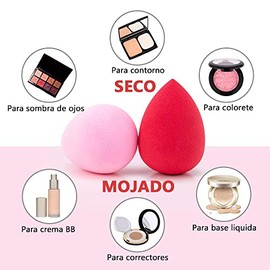 Esponja Maquillaje Multicolor Paquete de 10, Esponjas de Maquillaje para Mezclar Base para Líquido, Crema y Polvo , Uso Seco y Húmedo, Sin Látex |Herramientas de Belleza Femenina (Gotitas de Agua)