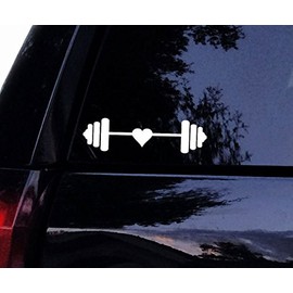 Love to Lift Barbell w/Heart Decal Gym Weightlifter Car Decal, Laptop Decal, Window Wall Sticker (5")