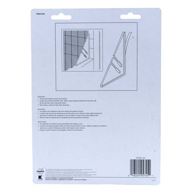Plumb Pak PP067536 Plastic Bathtub and Shower Splash Shield Kit,