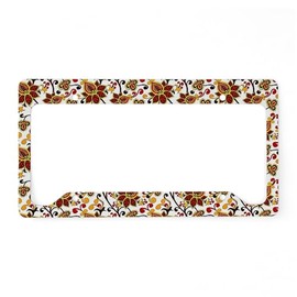 CafePress Autumn Floral License Plate Holder Aluminum License Plate Frame, License Tag Holder