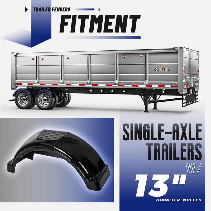 ECOTRIC 2 Pcs Trailer Fenders W/Steps Compatible with 13" Diameter