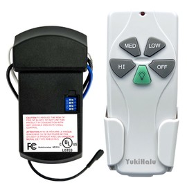 YukiHalu Universal Ceiling Fan Remote Control Kit, 3 Fan Speeds and Light Dimmer, UL Listed, for Hunter Harbor Breeze Westinghouse Honeywell and Others