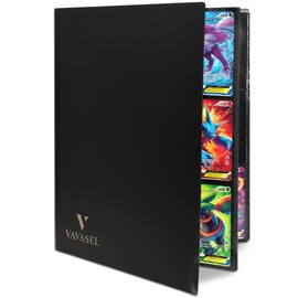 Vavasel 9 Pocket Trading Card Album Folder - 360 Side Loading Pocket Binder for Collectible Cards, TCG, Trading Card Game, and Sports Cards (Black)