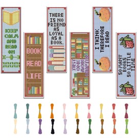 FREEBLOSS Set of 6 Bookmarks Cross Stitch Kits Cross Stitch Set Embroidery Pictures Cross Stitch Bookmark Embroidery Set for Beginners Gift