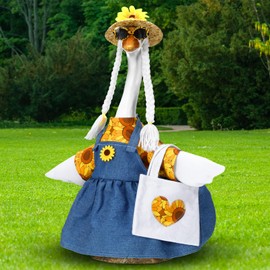 Soulchen 1 Set Summer Goose Outfit Sunflower Porch Goose Clothes 23 Inch Cement Goose Outfit Goose Costume for Garden Yard Statue Decor(Sunflower)