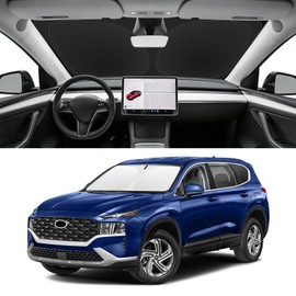 SLOGENTO Custom Fit Windshield Sun Shade for Hyundai Santa Fe 2019-2026, Blocks UV & Heat, Front Window Sunshade Accessorie, Easy Fold & Store Keep Your Car Cooler