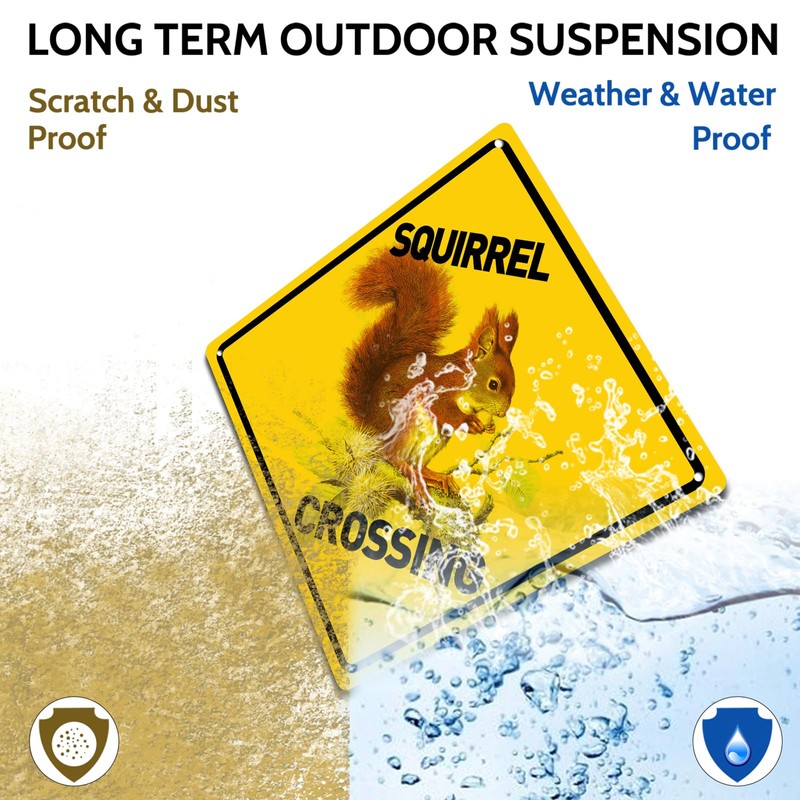 BTHUKO Squirrel Crossing 12" X 12" Aluminum Sign