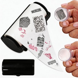 Nail Stamper Cleaner Paper, Refillable Disposable Nail Art Cleaning Stickers for Silicone Nail Stamper, Stamping Gel Polish, Nail Stamp Kit, Nail Stamping Plate - Black