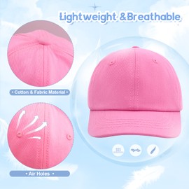 Kids Baseball Caps Adjustable Toddler Girls Summer Trucker Cap Baby Boys Sun Protection Hats Cotton Outdoor Hat with Curved Brim (1-2 Years, Dark Pink)