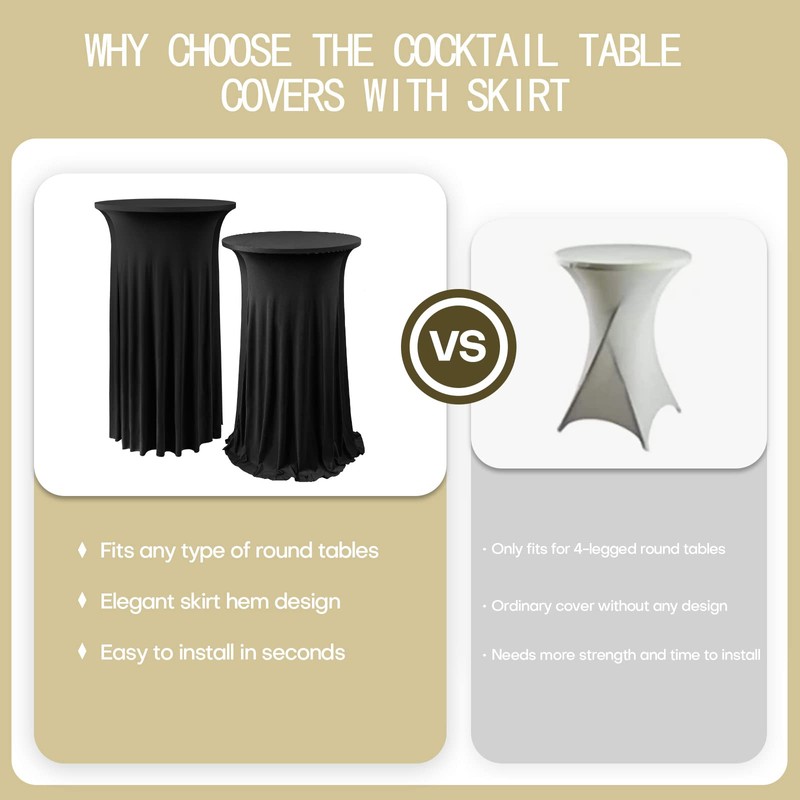 ANMINY Round Cocktail Table Covers with Ruffle Skirt Removable Washable