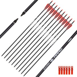 ELONG OUTDOOR Carbon Arrow Targeting Arrows with 100 Grain Tip and Removable Tips for Archery Compound & Recurve & Traditional Bow Practice Shooting Targeting (Pack of 12)