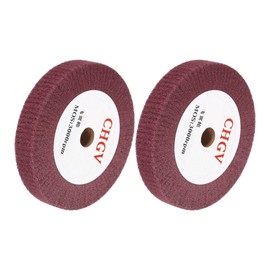 sourcing map 2pcs 150x25x20mm 320 Grit Non-Woven Polishing Burnishing Wheel Nylon Wire Drawing Abrasive Flap Wheel for Surface Treatment Stainless Steel Copper Aluminum Red