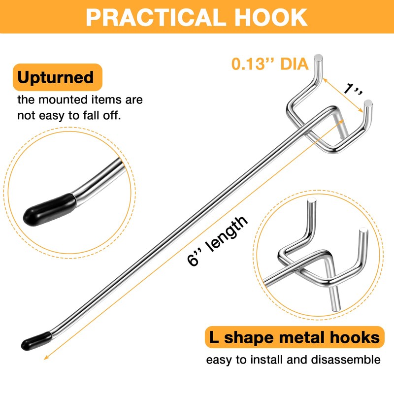 Moxweyeni 100 Pack Pegboard Hooks 6 Inch Metal Display Hooks