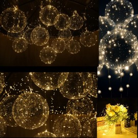 Light up led balloons , 12 set String LED Bubble Balloons with 15 pcs 24inch clear balloons for Helium tank ,Christmas Party, Birthday Wedding House Decorations,Amazing Party Decoration (warm white-12 sets with battery)