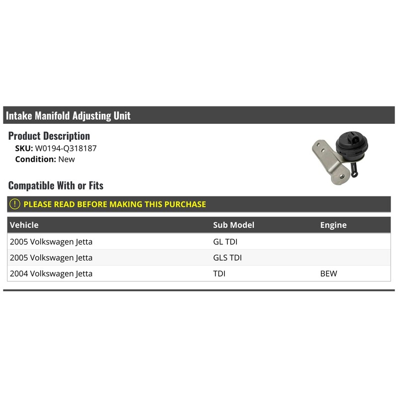 Marketplace Auto Parts Intake Manifold Adjusting Unit - Compatible with