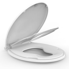 GarveeTech Round Toilet Seat with Built-in Toddler Seat for Easy Potty Training – Slow Close Feature,Easy Install and Clean, Perfect for Both Adults and Children,White