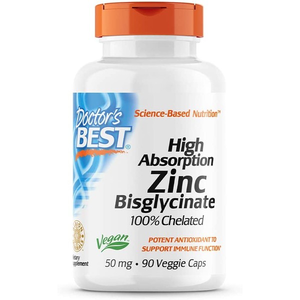 Doctor's Best High Absorption Zinc Bisglycinate 50mg High Potency Supporting