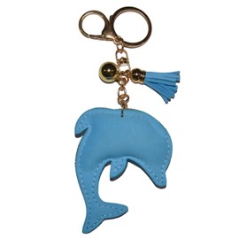 Popfizzy Rhinestone Blue Dolphin Keychain for Women, Bling Dolphin Backpack Accessory