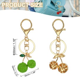 PATIKIL Cherry Charm, Enameled Keychain Cute Cherry Pendant Keyring Purse Bag Accessories Car Ring Pendant for Handbag Keys, Light Green